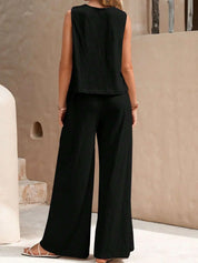 Ladies summer set two-piece with top and pants loungewear